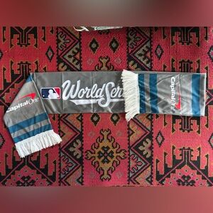 Gray World Series Scarf with Fringe